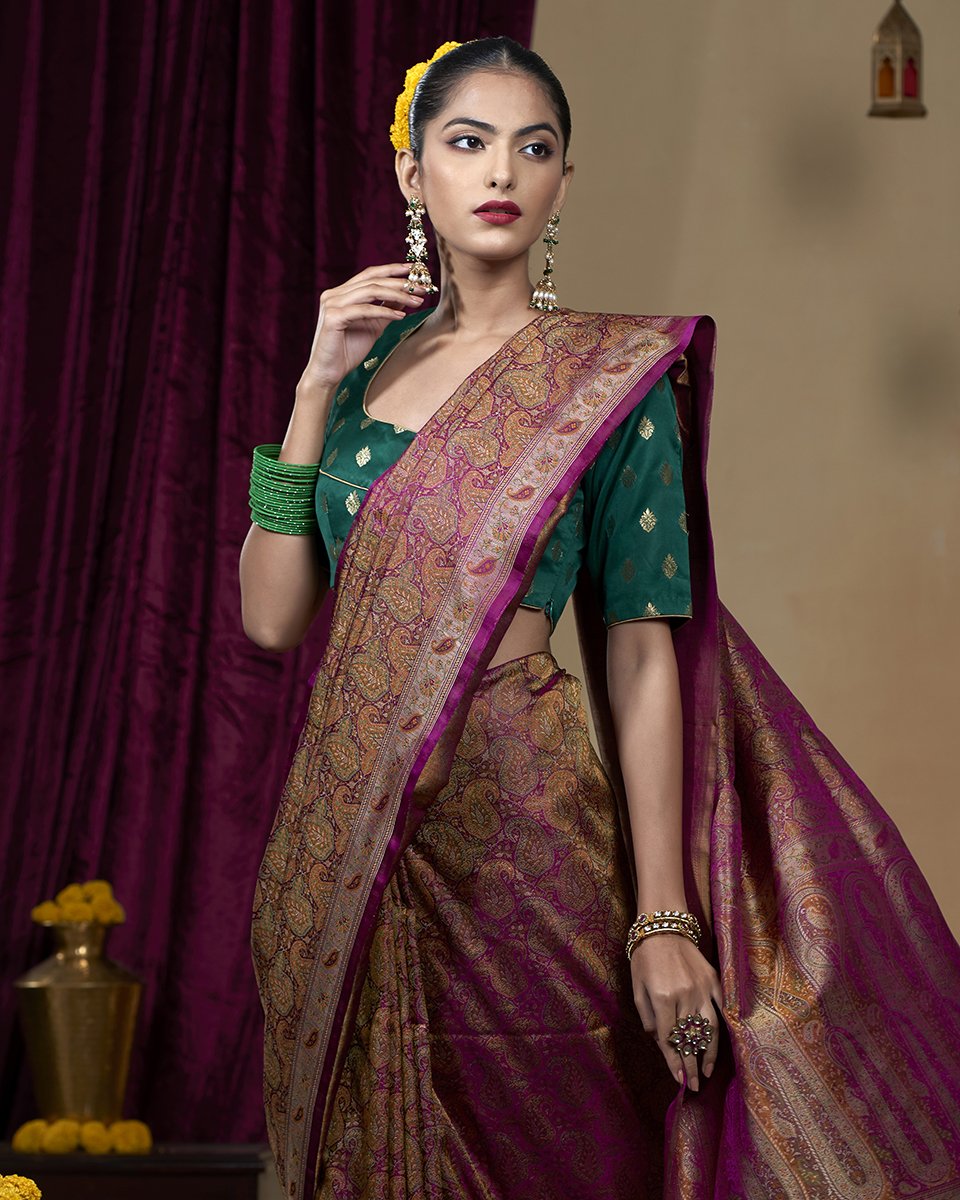 Wine_Handloom_Pure_Katan_Silk_Jamawar_Tanchoi_Banarasi_Saree_with_Paisley_Motifs_WeaverStory_01