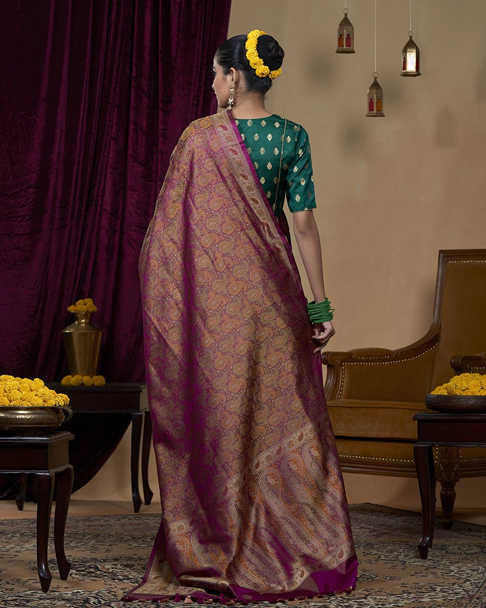 Wine_Handloom_Pure_Katan_Silk_Jamawar_Tanchoi_Banarasi_Saree_with_Paisley_Motifs_WeaverStory_03