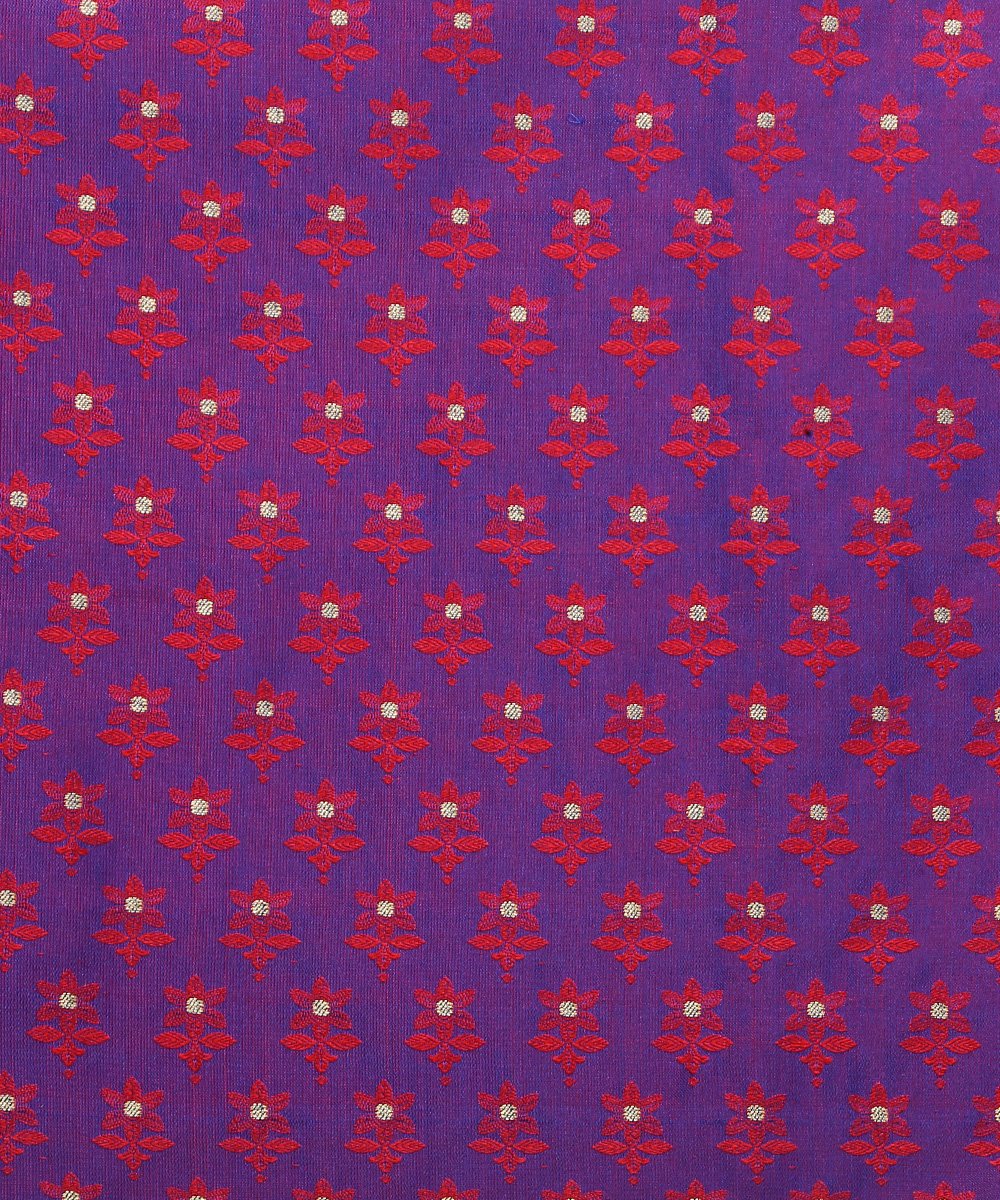 Purple_Handloom_Pure_Katan_Silk_Zari_Booti_Tanchoi_Fabric_with_Pink_Floral_Booti_WeaverStory_03