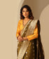 Ochre_Hand_Embroidered_Raw_Silk_Blouse_With_V-Neckline_WeaverStory_01