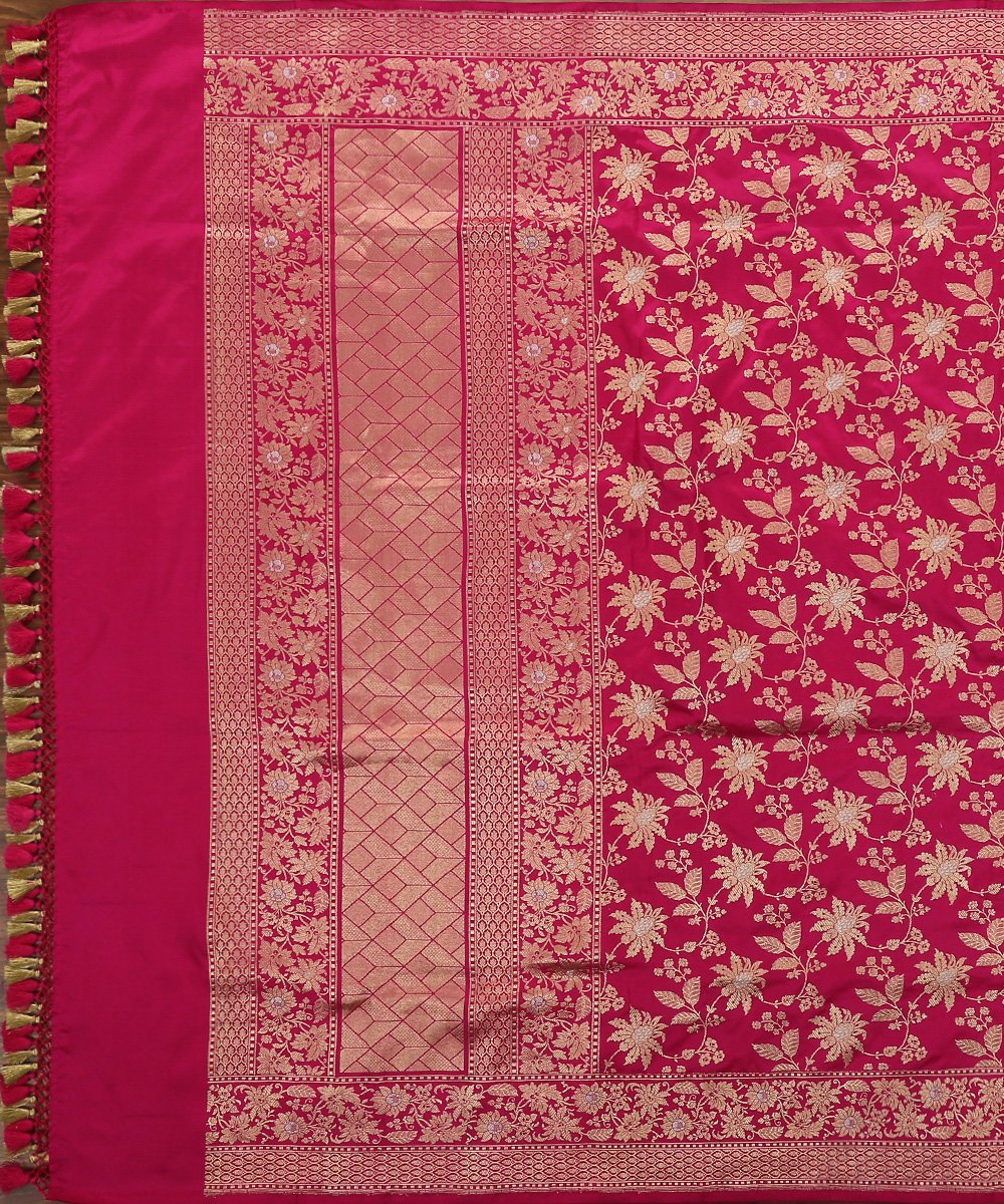 Rani_Pink_Handloom_Pure_Katan_Silk_Kadhwa_Jangla_Banarasi_Dupatta_WeaverStory_02