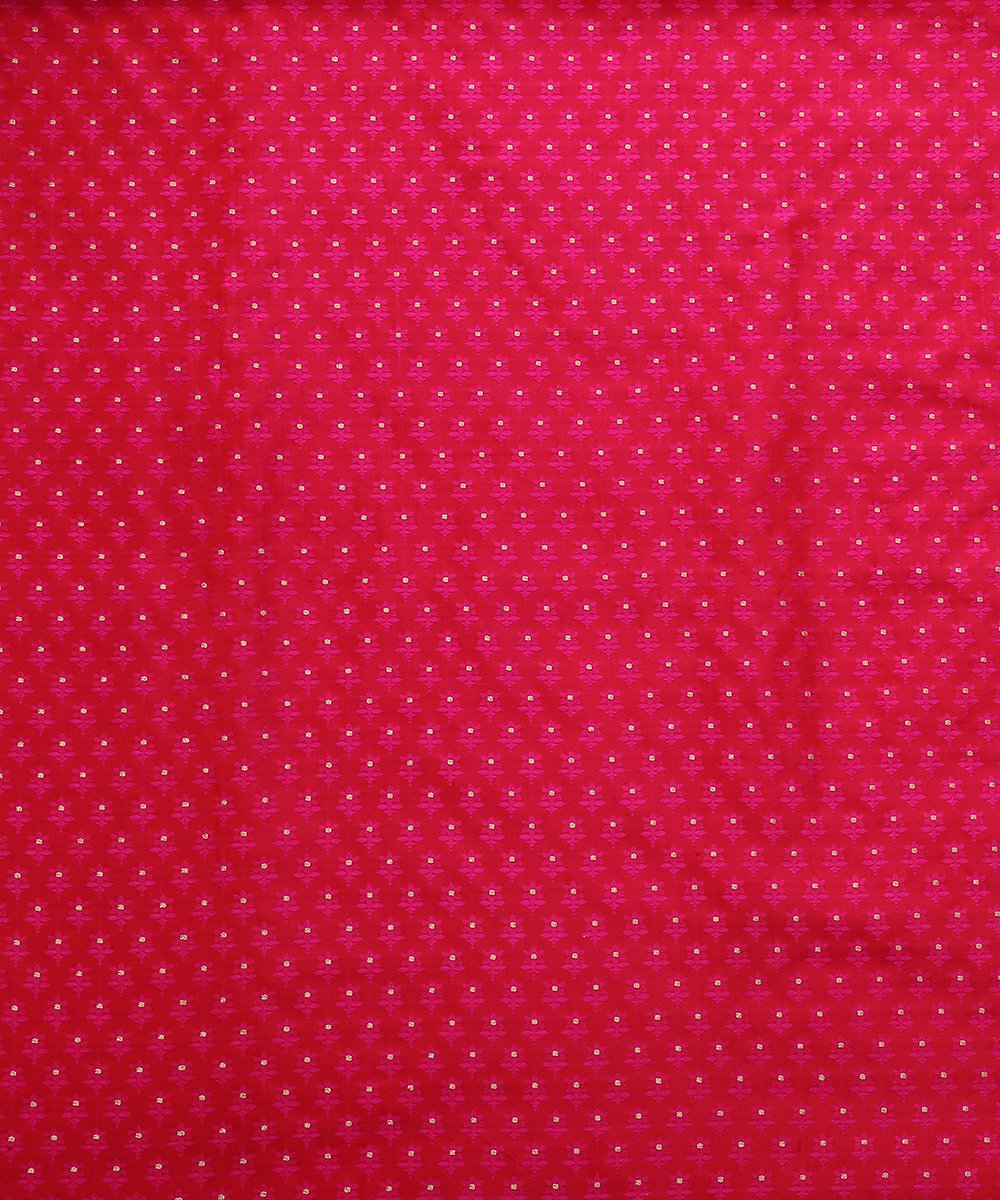 Rani_Pink_Handloom_Zari_Booti_Tanchoi_Pure_Katan_Silk_Banarasi_Fabric_WeaverStory_02