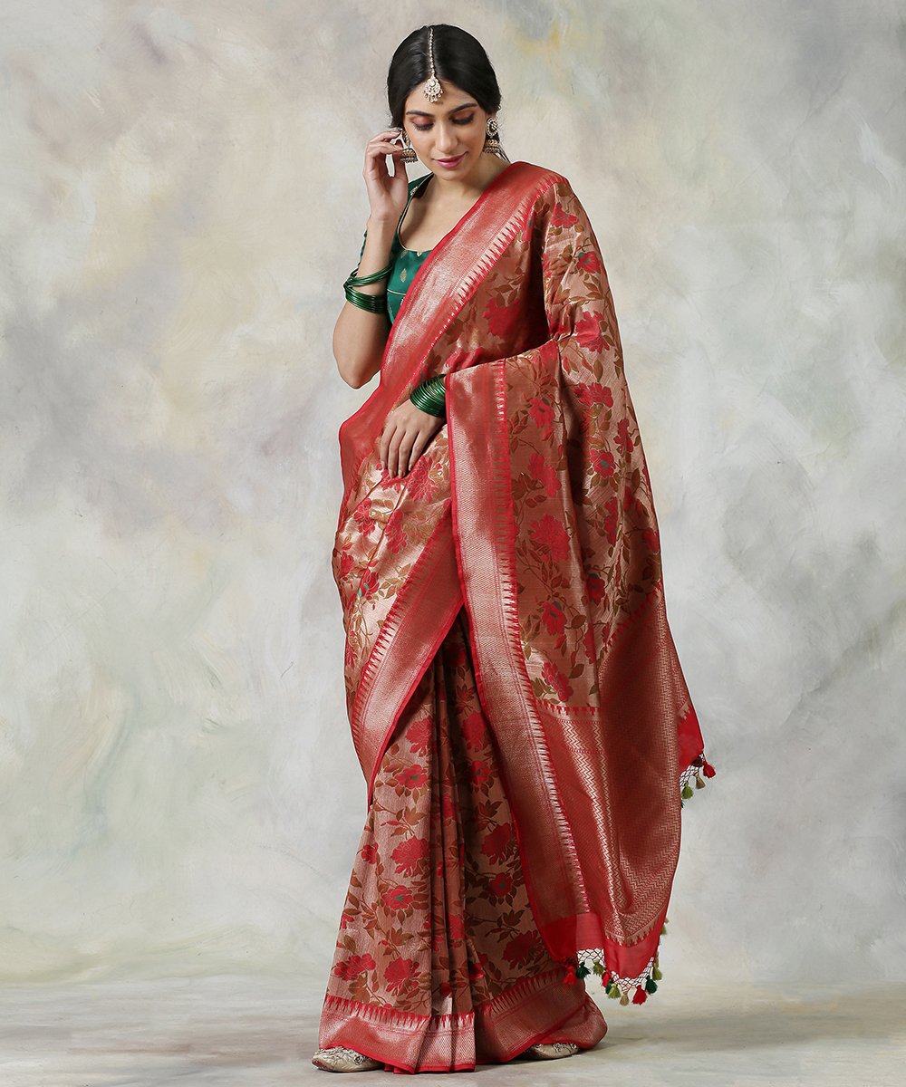 Handloom_Pure_Katan_Silk_Banarasi_Saree_in_Red_with_Copper_Zari_WeaverStory_02