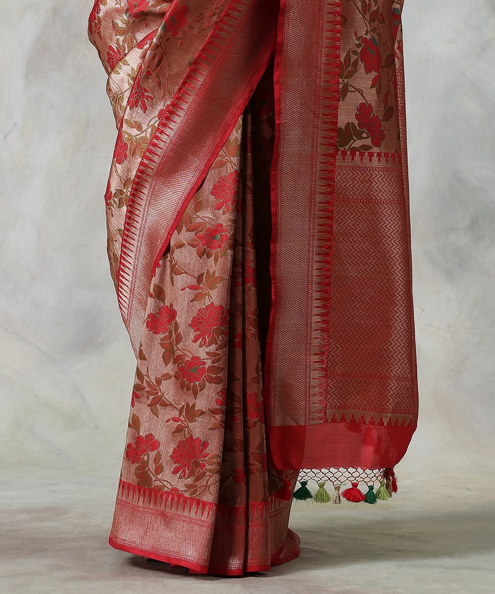 Handloom_Pure_Katan_Silk_Banarasi_Saree_in_Red_with_Copper_Zari_WeaverStory_04