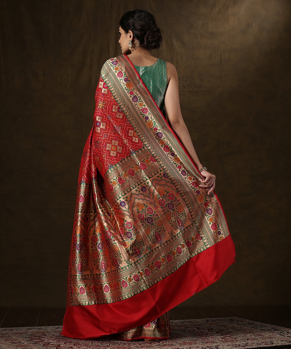Red_Handloom_Meenakari_Banarasi_Patola_Saree_With_Mughal_Pallu_WeaverStory_03