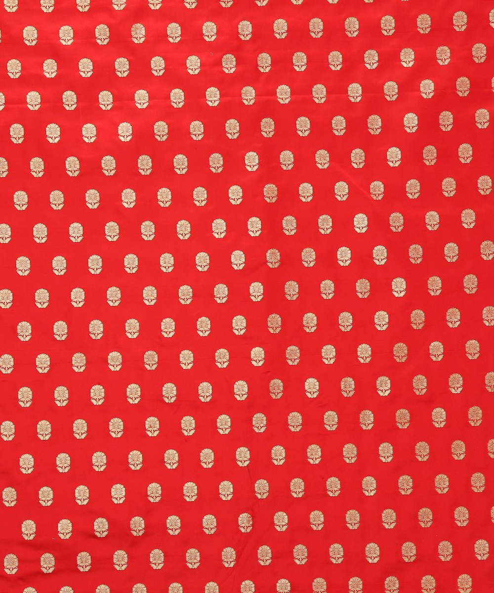 Red_Banarasi_Handloom_Pure_Satin_Fabric_with_Booti_WeaverStory_02