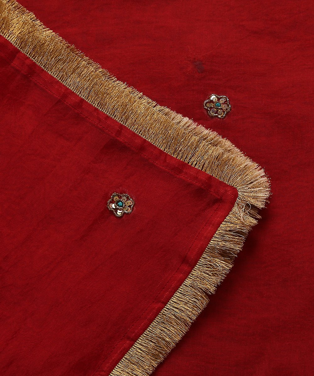 Red_Handloom_Organza_Dupatta_with_Hand_Embroidered_Zardozi_Motifs_and_HandCrafted_Kiran_WeaverStory_02
