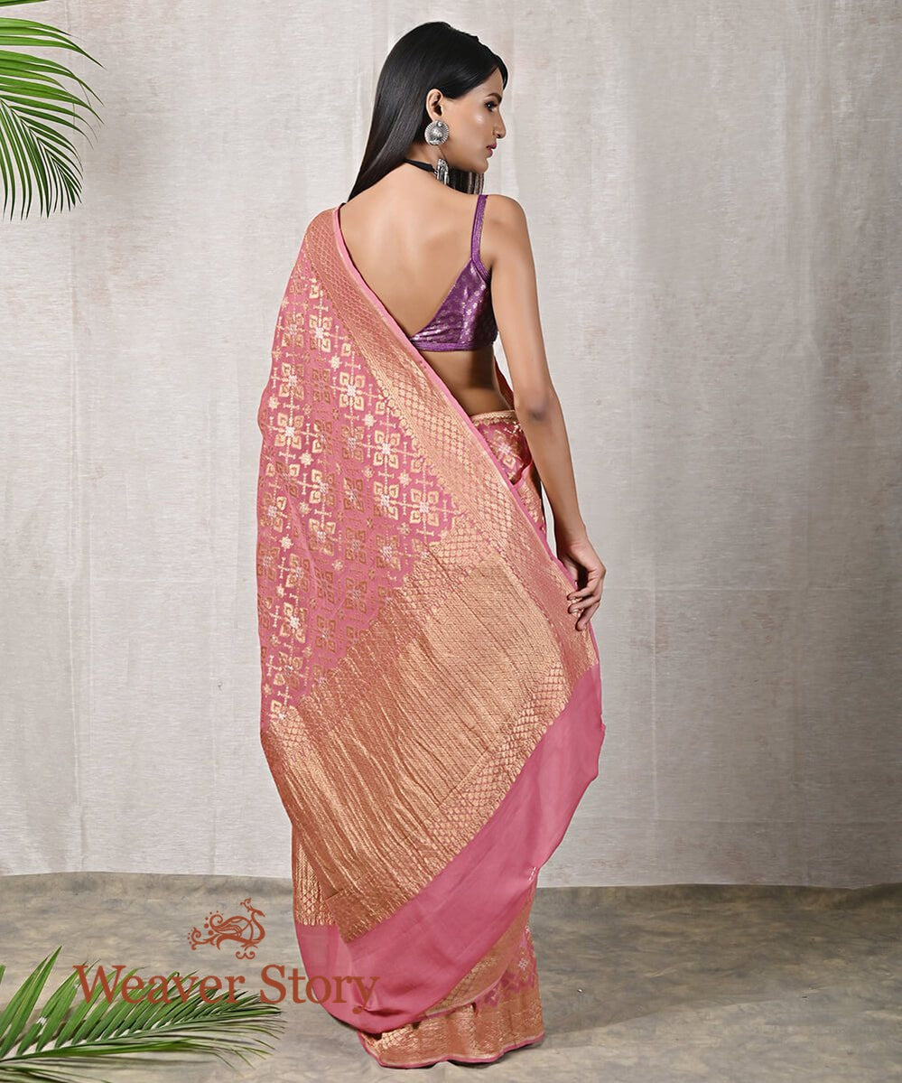 Rose_Pink_Handloom_Banarasi_Georgette_Patola_Saree_WeaverStory_03