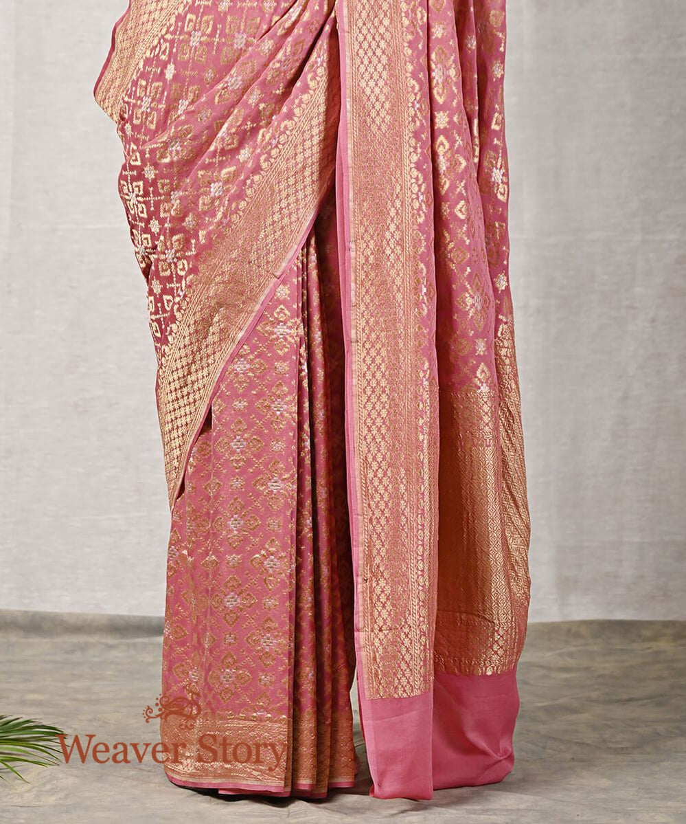 Rose_Pink_Handloom_Banarasi_Georgette_Patola_Saree_WeaverStory_04