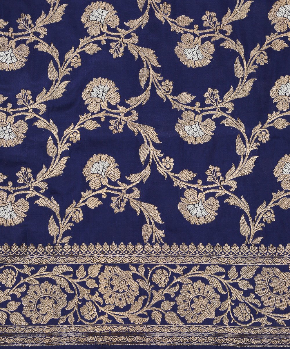 Royal_Blue_Pure_Katan_Silk_Handloom_Kadhwa_Banarasi_Jangla_Dupatta_WeaverStory_03