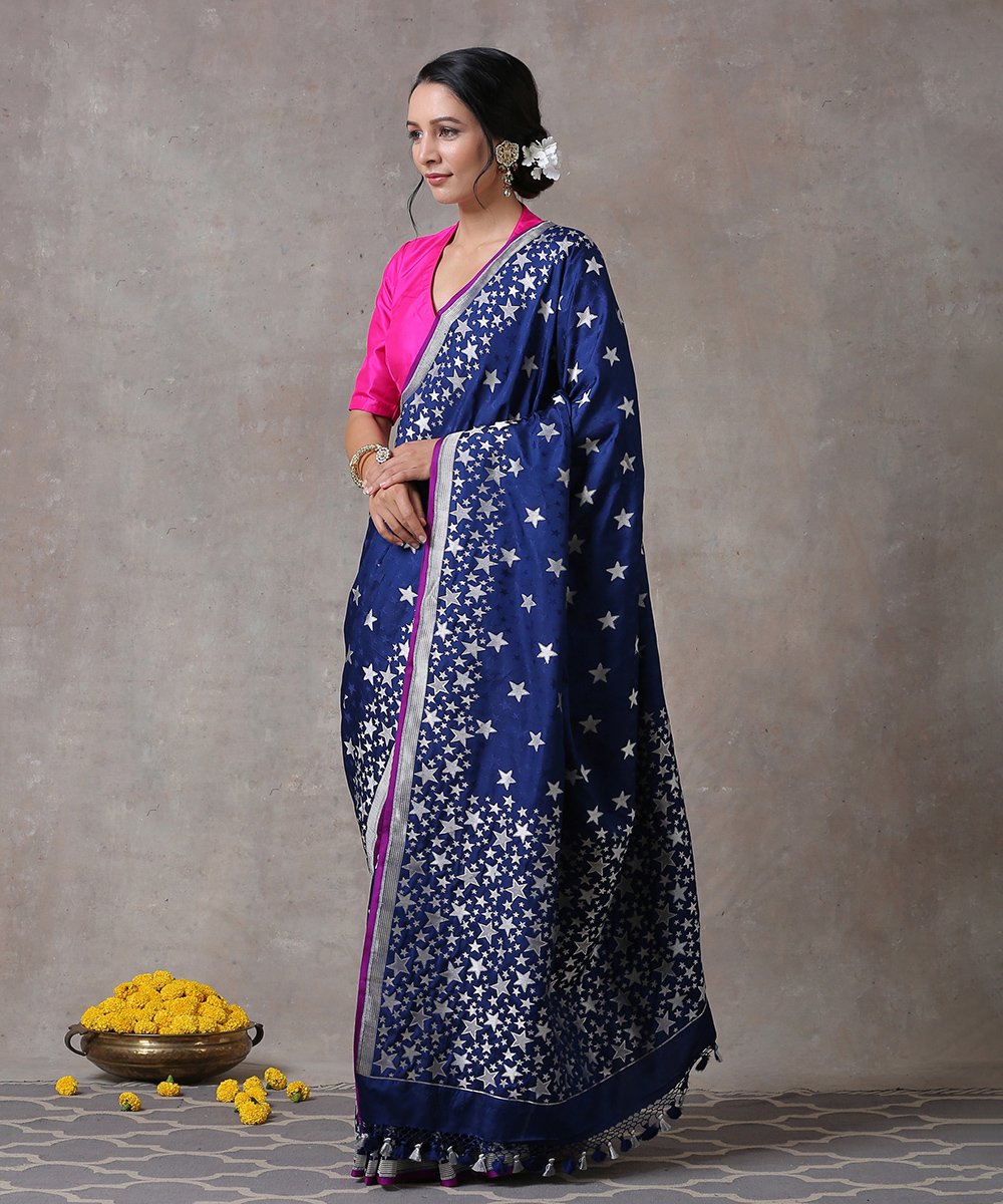 Royal_Blue_Handloom_Pure_Katan_Silk_Tanchoi_Banarasi_Saree_with_Star_Motifs_WeaverStory_02