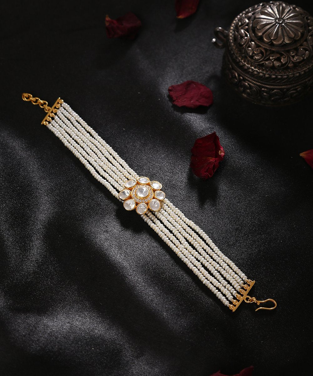 Rubaisha Bracelet with Moissanite Polki Crafted in Pure Silver