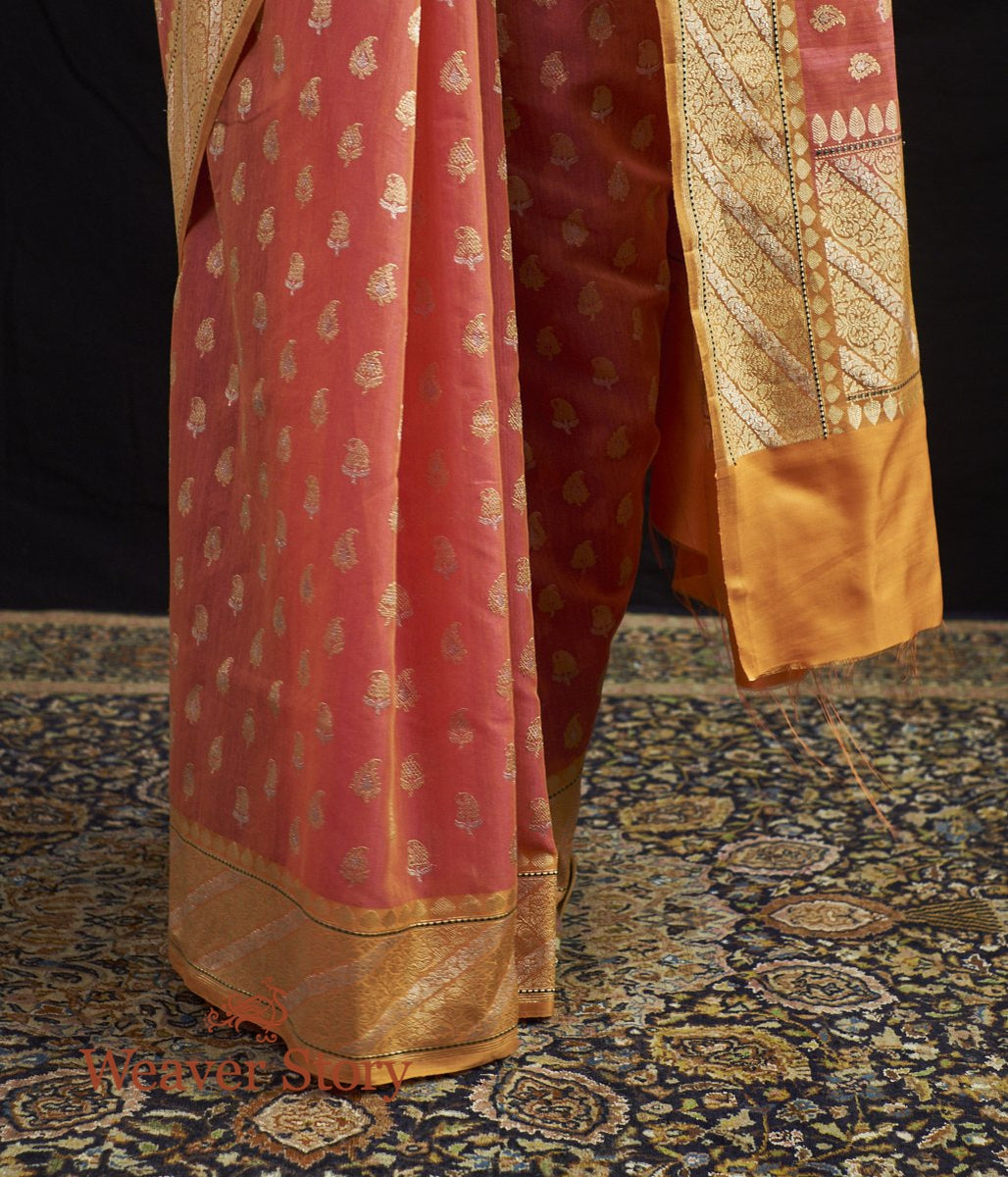 Handloom_Banarasi_Jangla_in_Orange_and_Pink_Dual_Tone_with_Small_Paisleys_WeaverStory_05