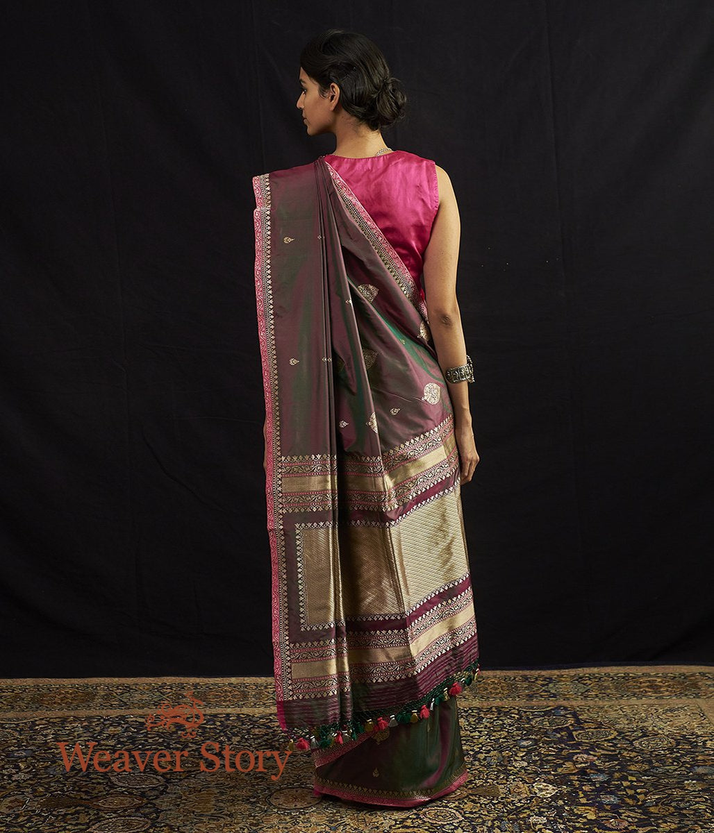 Handwoven_Green_and_Pink_Kadhwa_Boota_Saree_with_Narrow_Border_WeaverStory_03