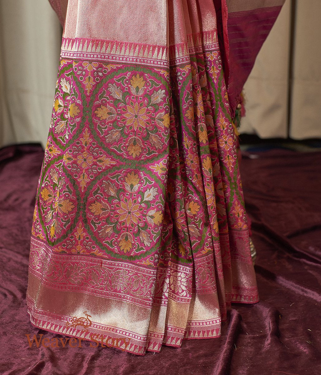 Pink_Zari_Weave_Meenakari_Patola_Saree_with_Heavy_Border_WeaverStory_04