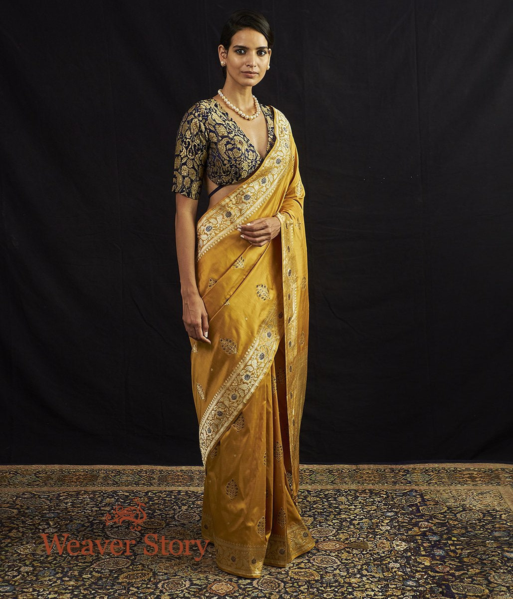 Handloom_Mustard_Katan_Silk_Banarasi_Saree_with_Meenakari_WeaverStory_02