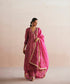Mahjabeen_Handloom_Rani_Pink_Cotton_Tissue_Angarakha_With_Pants_And_Organza_Dupatta_WeaverStory_01