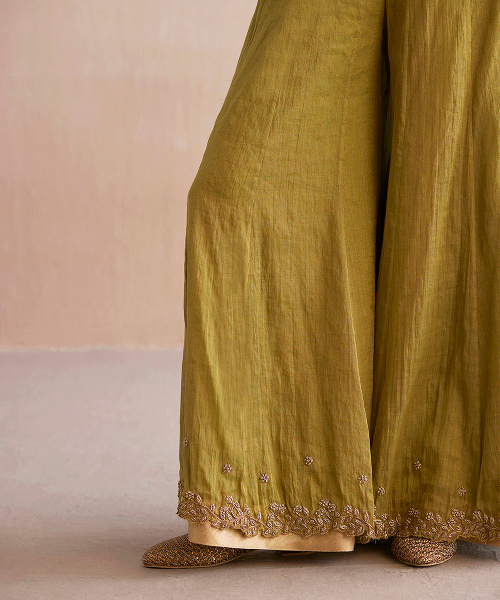 Izhaar_Handloom_chartreuse_Green_Cotton_Tissue_Kurta_Top_With_Sharara_And_Embroidered_Dupatta_WeaverStory_06