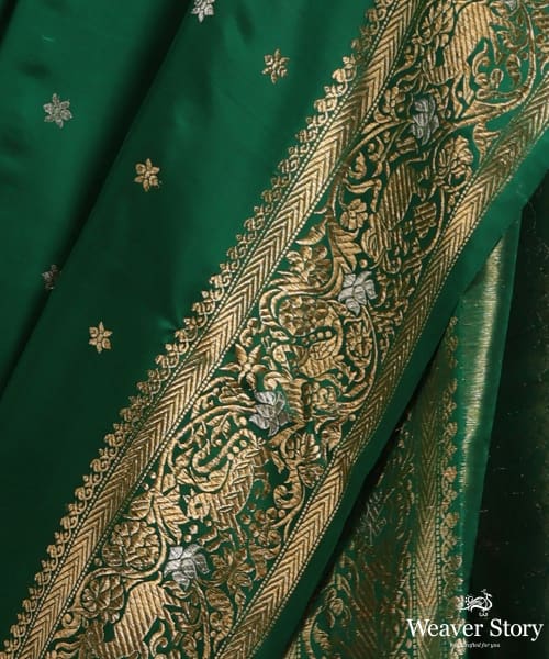 Forest_Green_Pure_Mulberry_Silk_Shikarkhani_Saree_With_Elephant_And_Peacocks_In_Border_WeaverStory_04