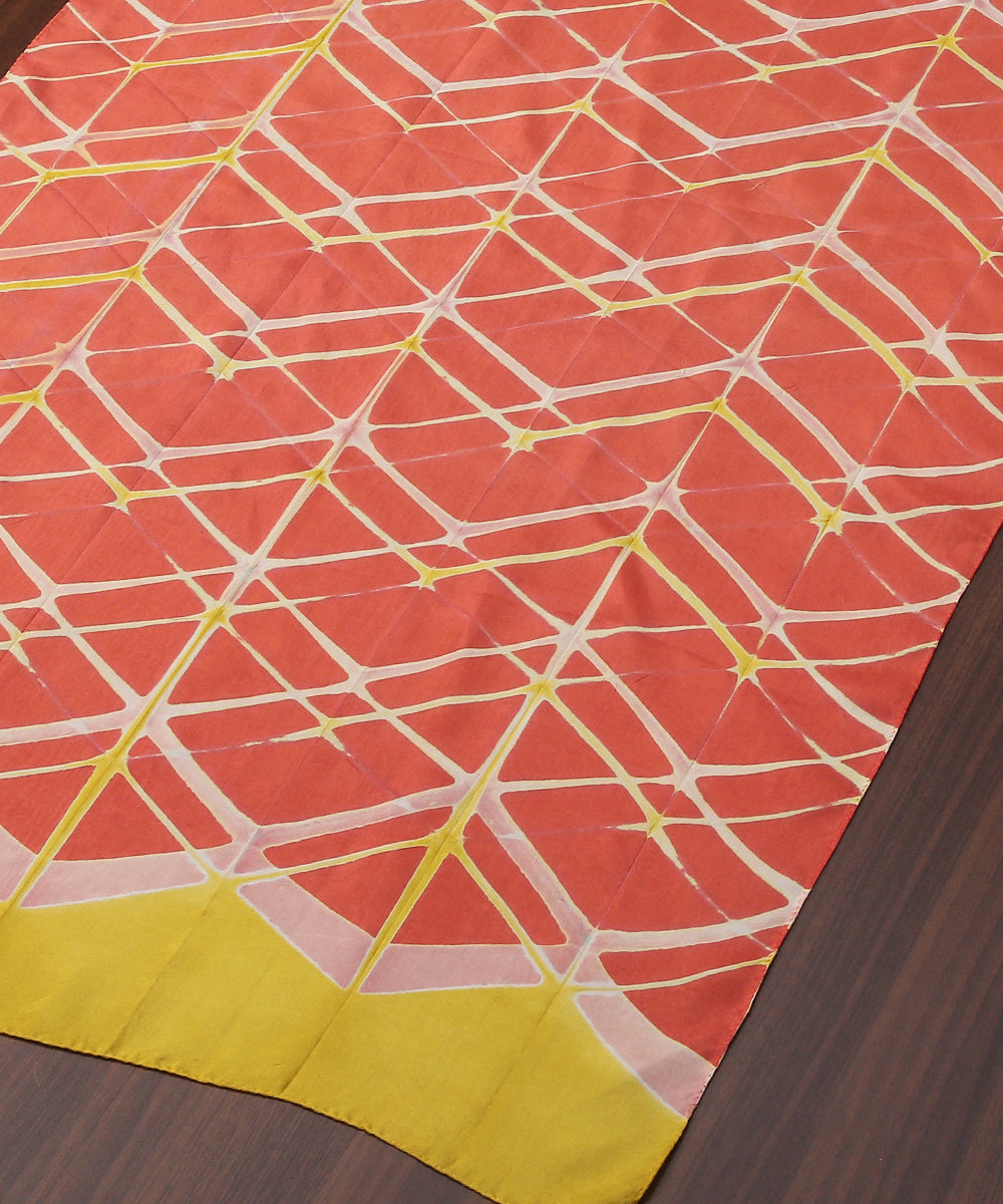 Handloom_Orange_Pure_Mulberry_Silk_Stole_Clamp_Dyed_with_Mustard_Stripes_WeaverStory_03