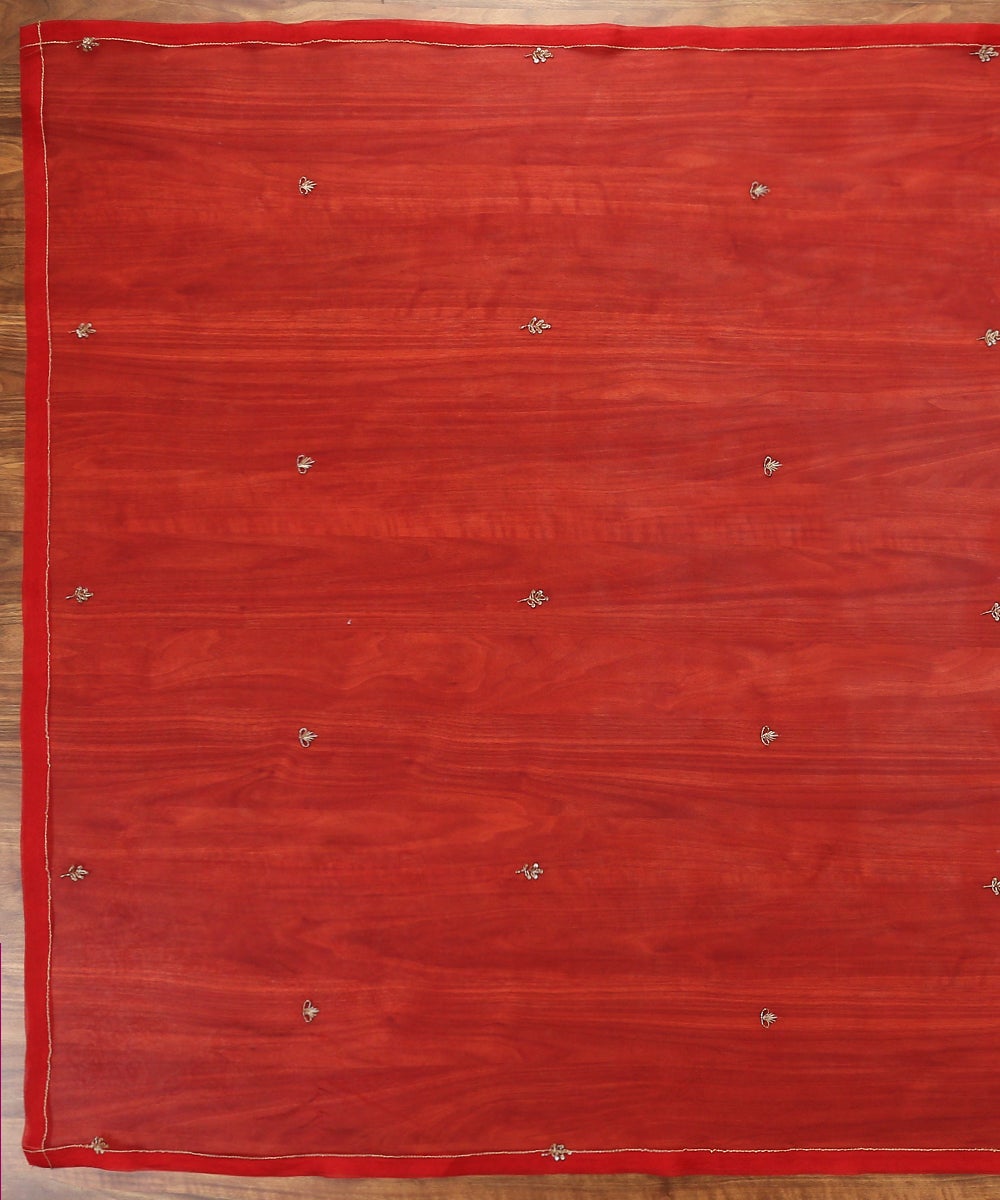 Red_Hand_Embroidered_Organza_Dupatta_with_Zardozi_Booti_WeaverStory_02