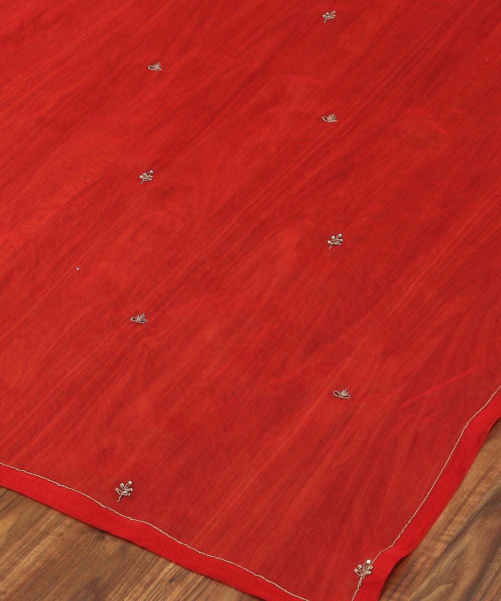 Red_Hand_Embroidered_Organza_Dupatta_with_Zardozi_Booti_WeaverStory_03
