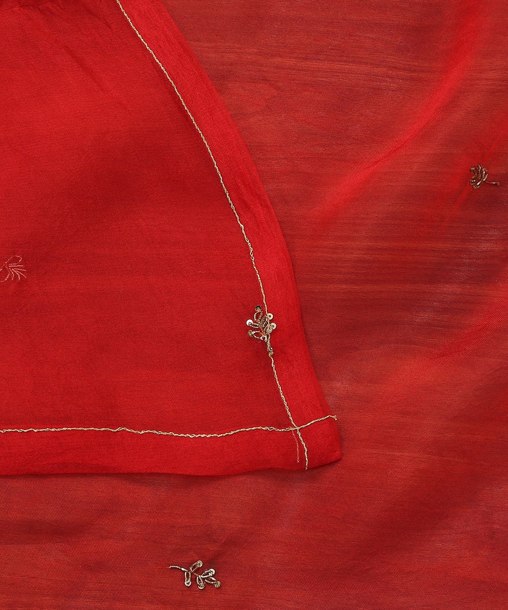 Red_Hand_Embroidered_Organza_Dupatta_with_Zardozi_Booti_WeaverStory_04