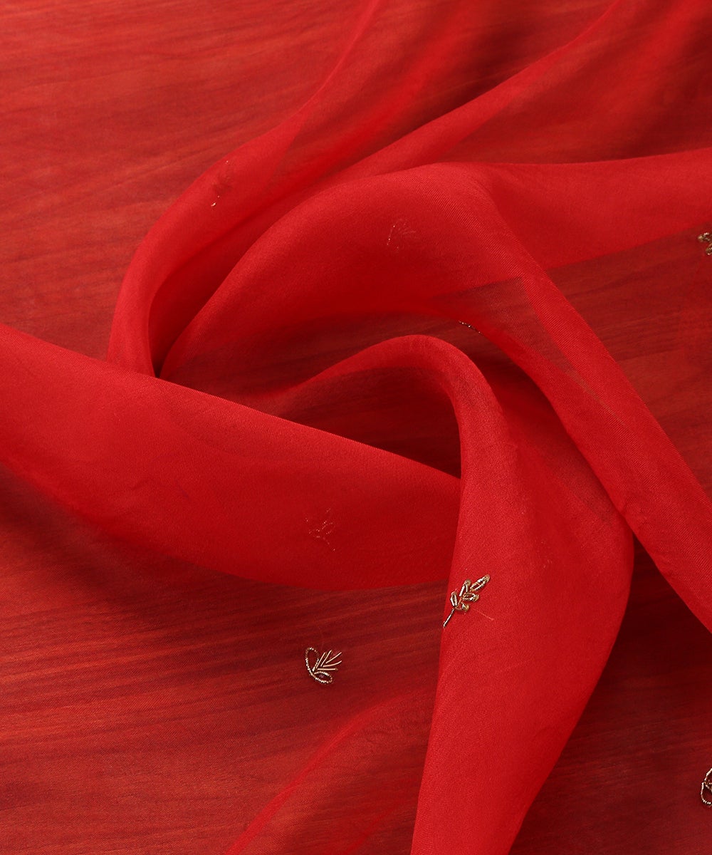 Red_Hand_Embroidered_Organza_Dupatta_with_Zardozi_Booti_WeaverStory_05