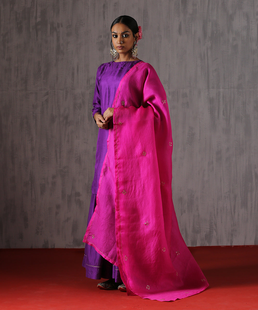 Pink_Hand_Embroidered_Organza_Dupatta_with_Zardozi_Booti_WeaverStory_01