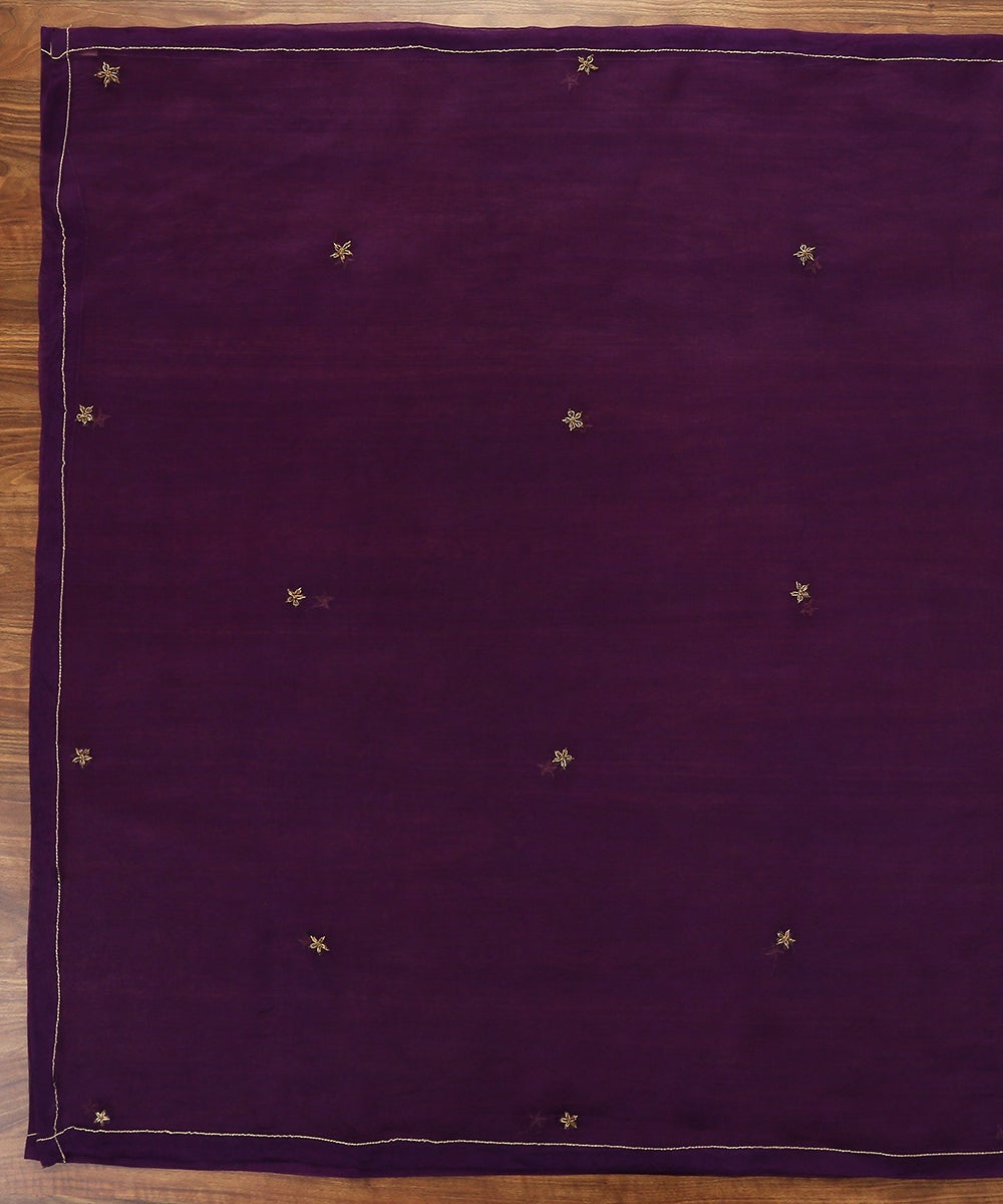 Dark_Purple_Hand_Embroidered_Organza_Dupatta_with_Zardozi_Booti_WeaverStory_02