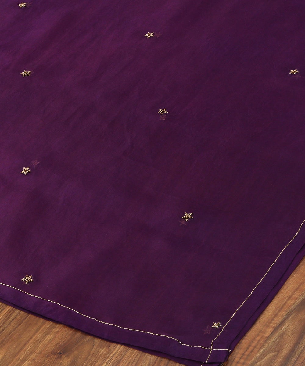 Dark_Purple_Hand_Embroidered_Organza_Dupatta_with_Zardozi_Booti_WeaverStory_03