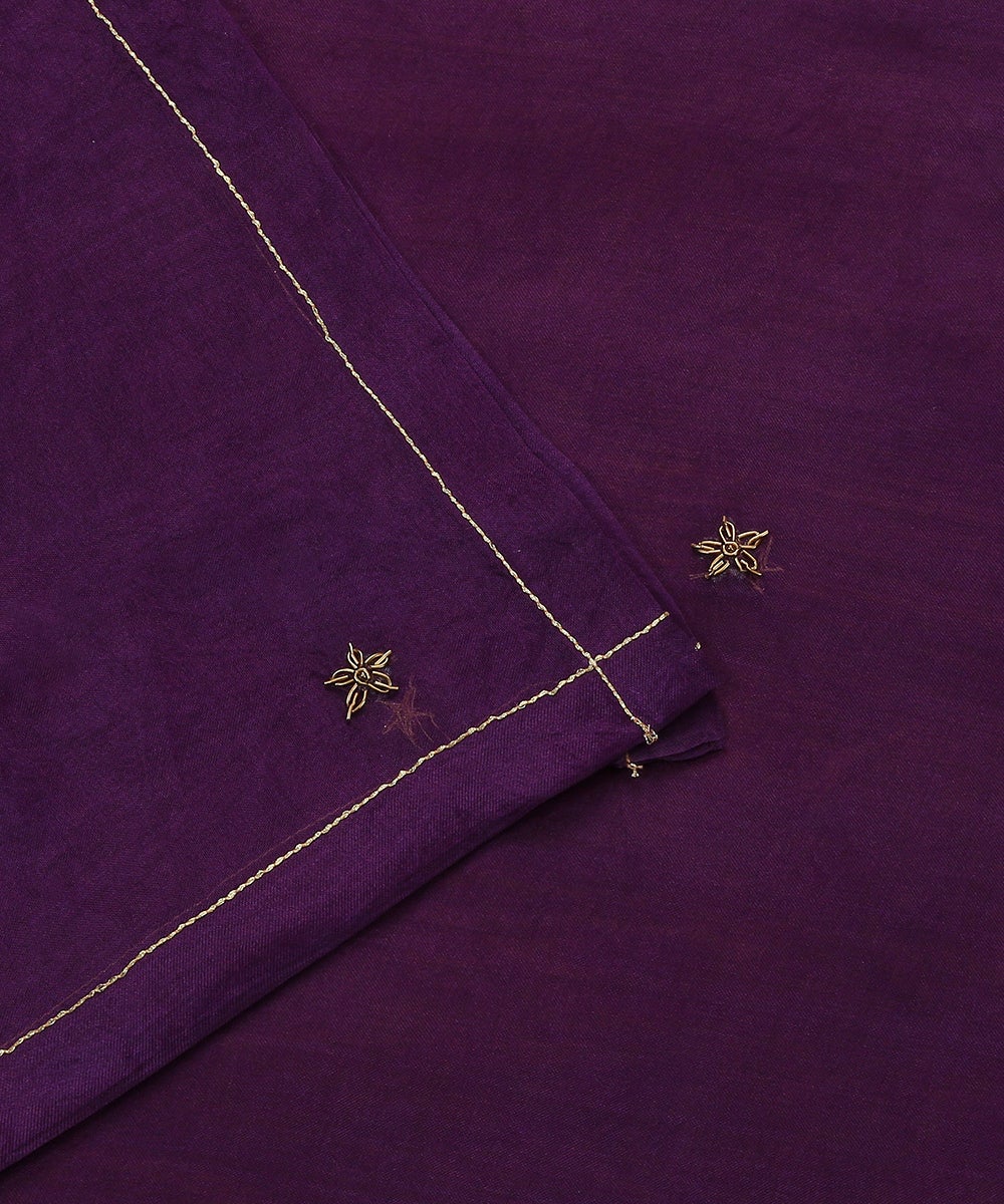 Dark_Purple_Hand_Embroidered_Organza_Dupatta_with_Zardozi_Booti_WeaverStory_04