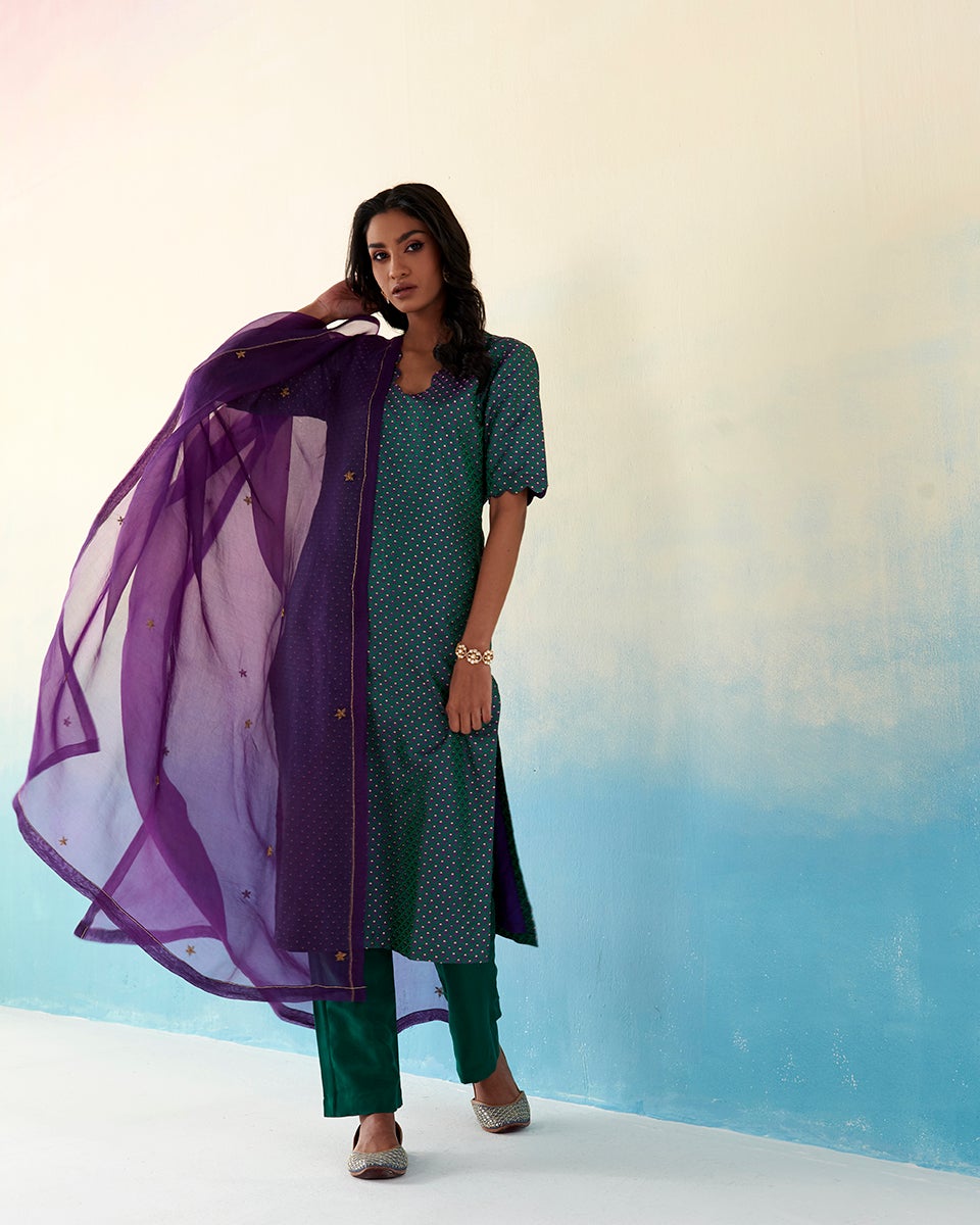 Shiza_Purple_and_Green_Pure_Silk_Banarasu_Tanchoi_Kurta_with_Pants_and_Organza_Dupatta_WeaverStory_02