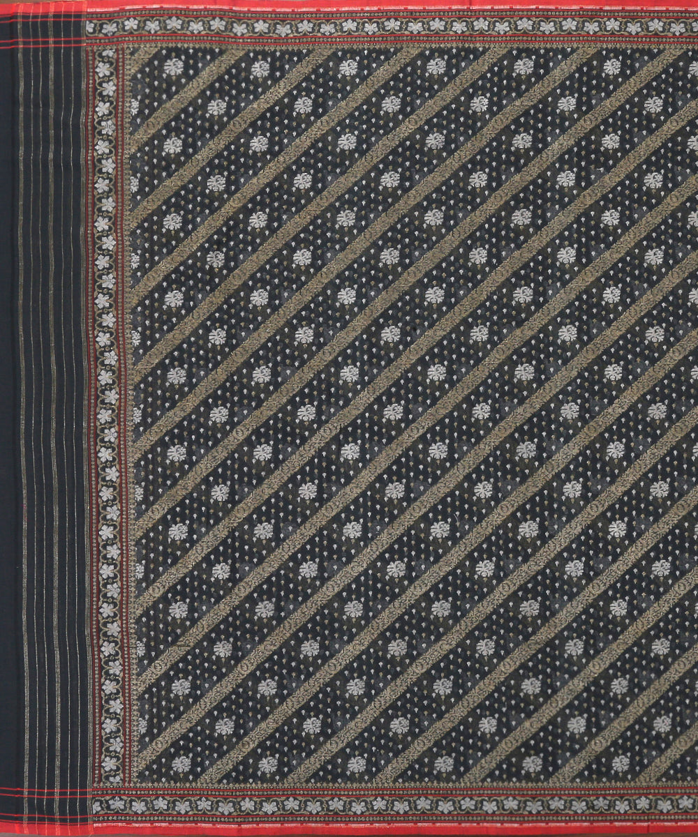 Handloom_Blue_Banarasi_Suit_Set_In_Handspun_Cotton_Twisted_with_Katan_Silk_WeaverStory_02