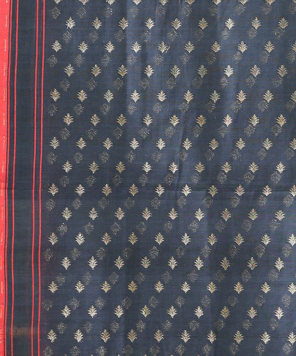 Handloom_Blue_Banarasi_Suit_Set_In_Handspun_Cotton_Twisted_with_Katan_Silk_WeaverStory_03
