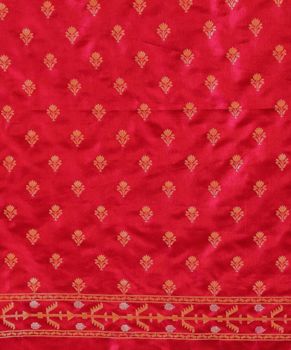 Rani_Pink_Handloom_Jamdani_Pure_Katan_Silk_Banarasi_Suit_Set_with_Cutwork_Booti_WeaverStory_03