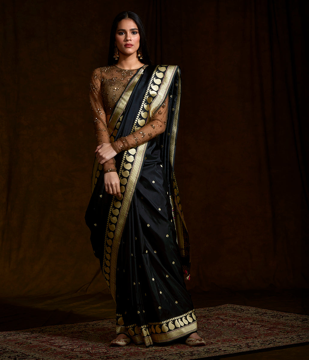 Black_Banarasi_handloom_Kadhwa_Boota_Saree_with_paisley_Border_WeaverStory_02