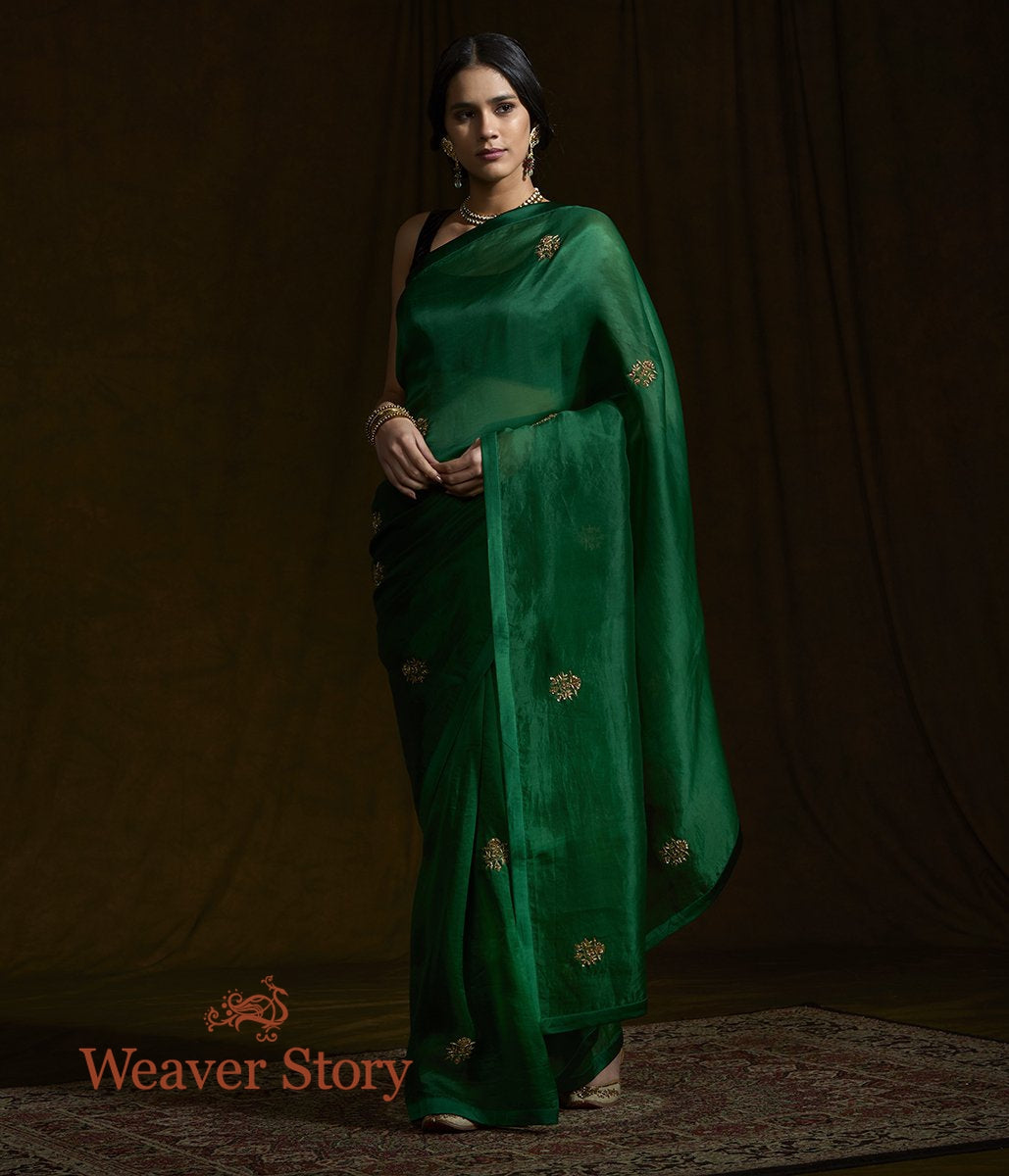 Green_Organza_Silk_Saree_with_Zardozi_Work_WeaverStory_02