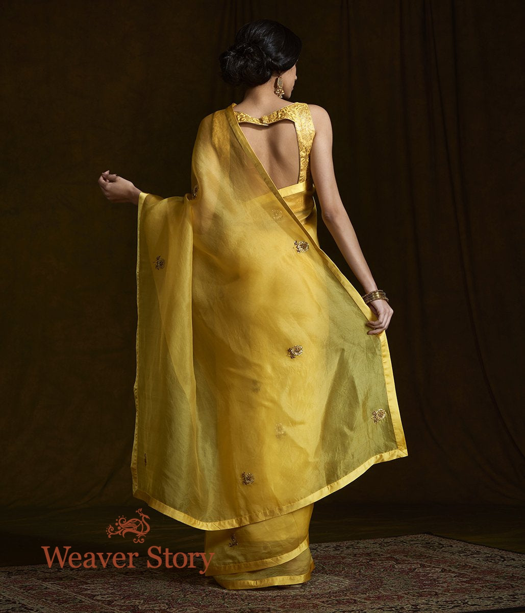 Yellow_Organza_Saree_with_Zardozi_Work_WeaverStory_03