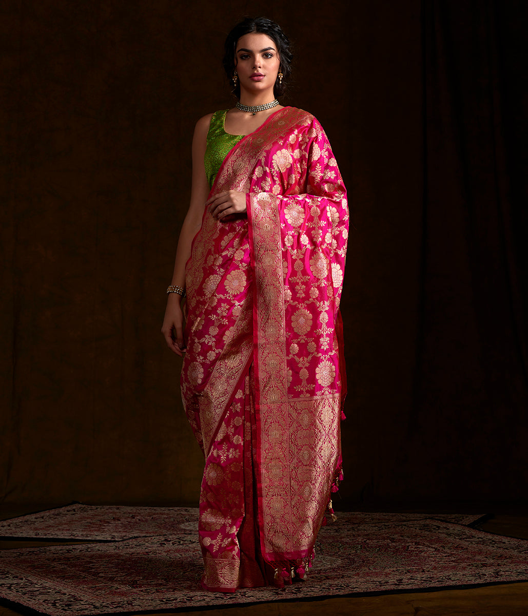 Rani_Pink_Banarasi_Handloom_Kadhwa_Jangla_Woven_in_fine_Katan_Silk_WeaverStory_02