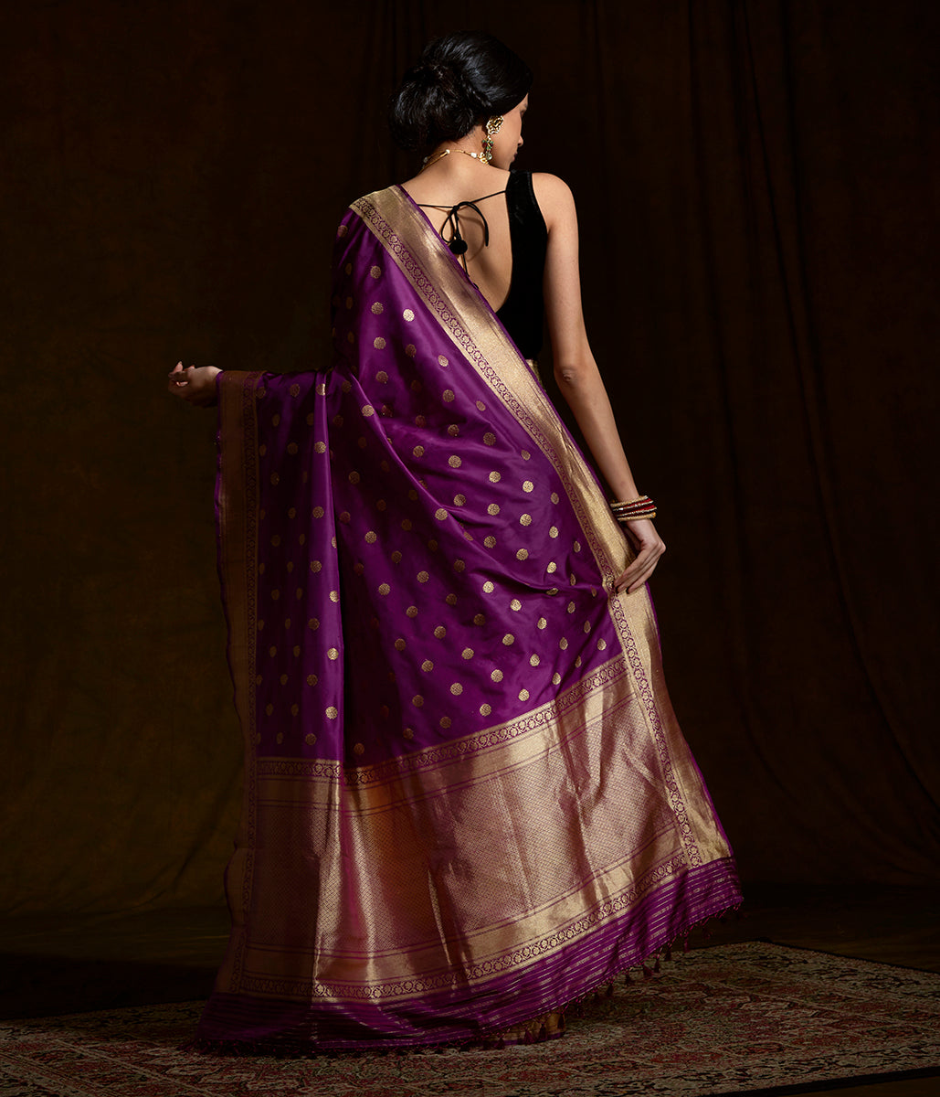 Purple_Handwoven_katan_silk_saree_with_asharfi_booti_WeaverStory_03