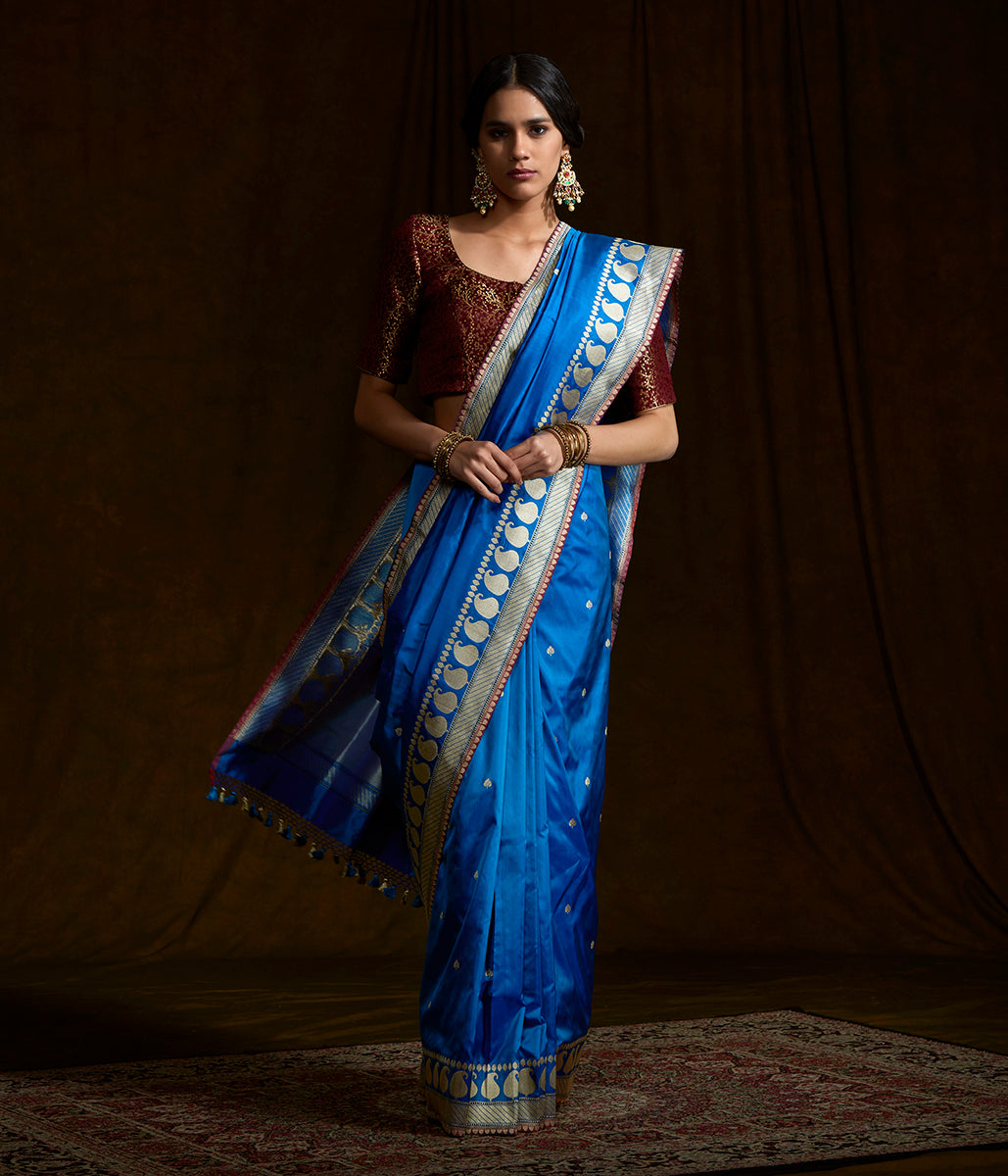 Royal_blue_dual_tone_banarasi_with_kadhwa_paisley_border_WeaverStory_02