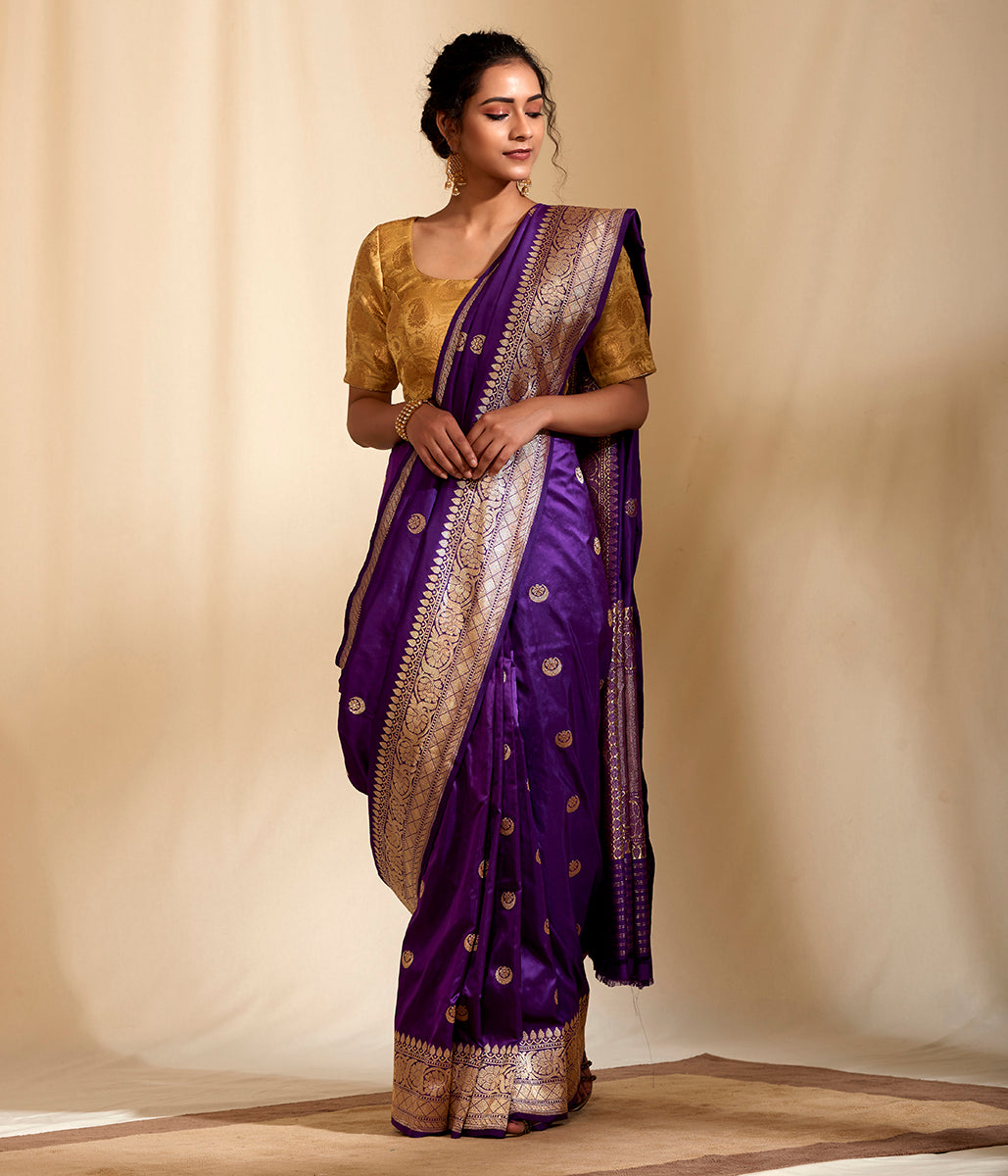 Purple_Kadhwa_banarasi_saree_with_konia_pallu_and_chaand_boota_WeaverStory_02