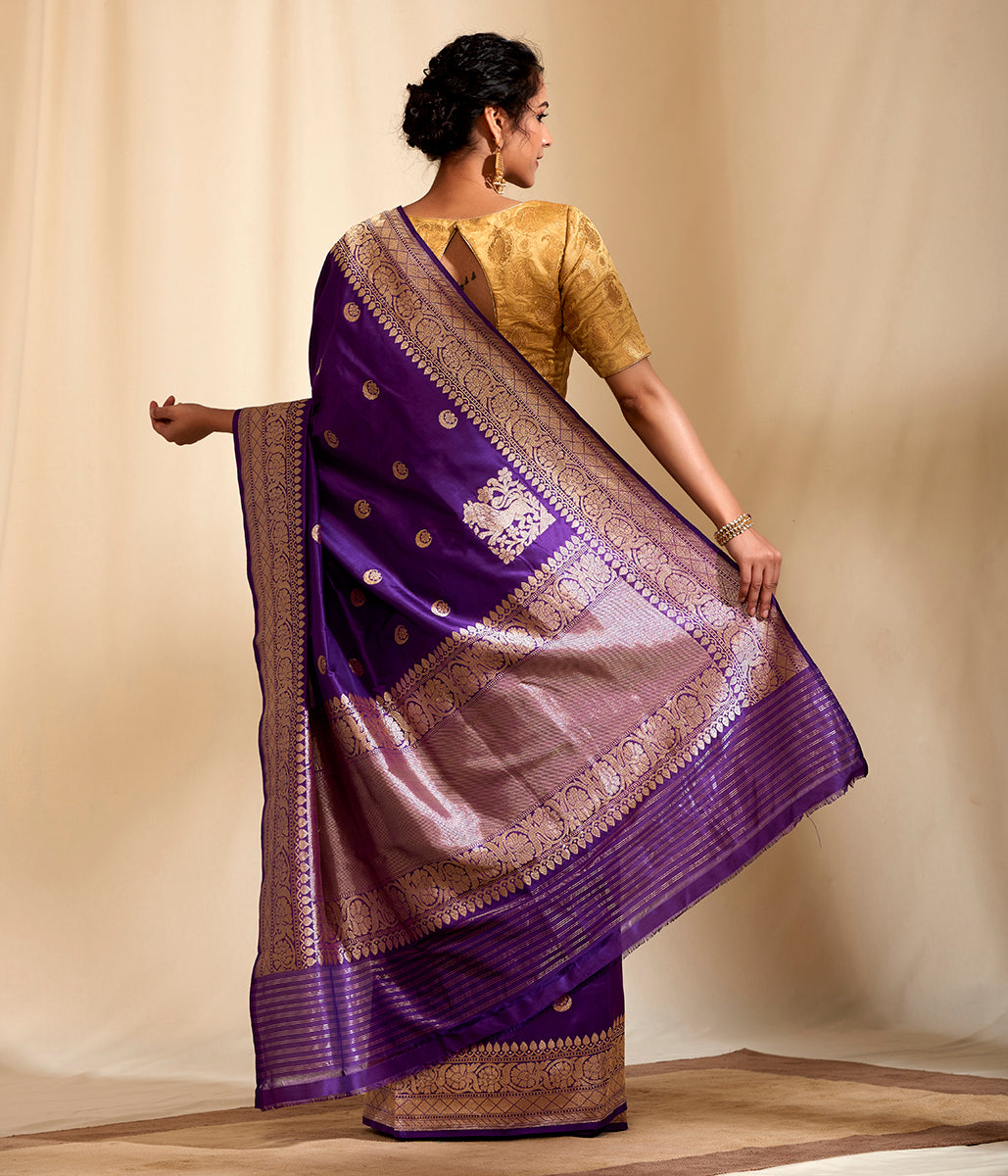 Purple_Kadhwa_banarasi_saree_with_konia_pallu_and_chaand_boota_WeaverStory_03