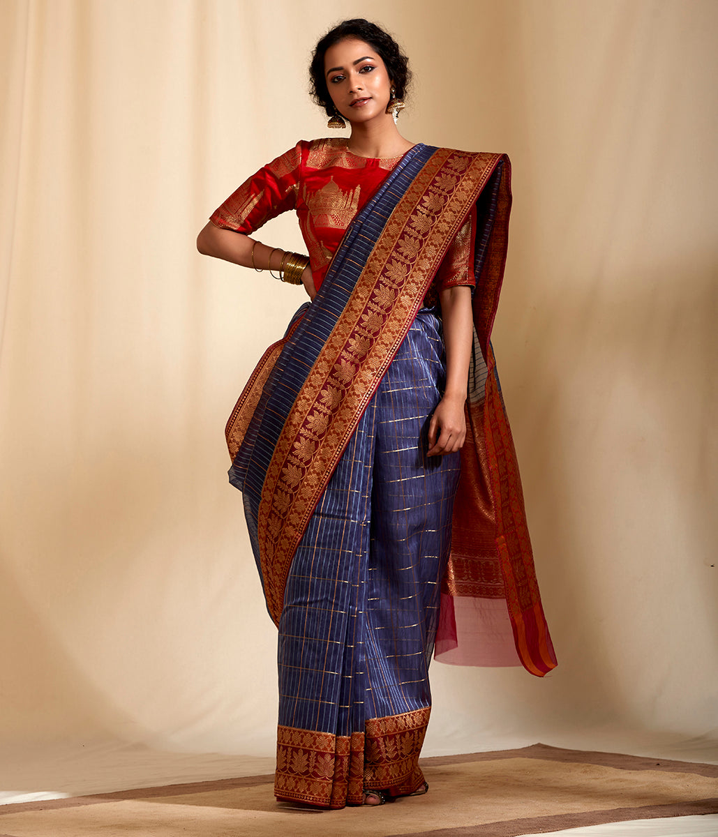 Handloom_Kora_Silk_Banarasi_Saree_with_kadhiyal_Border_WeaverStory_02