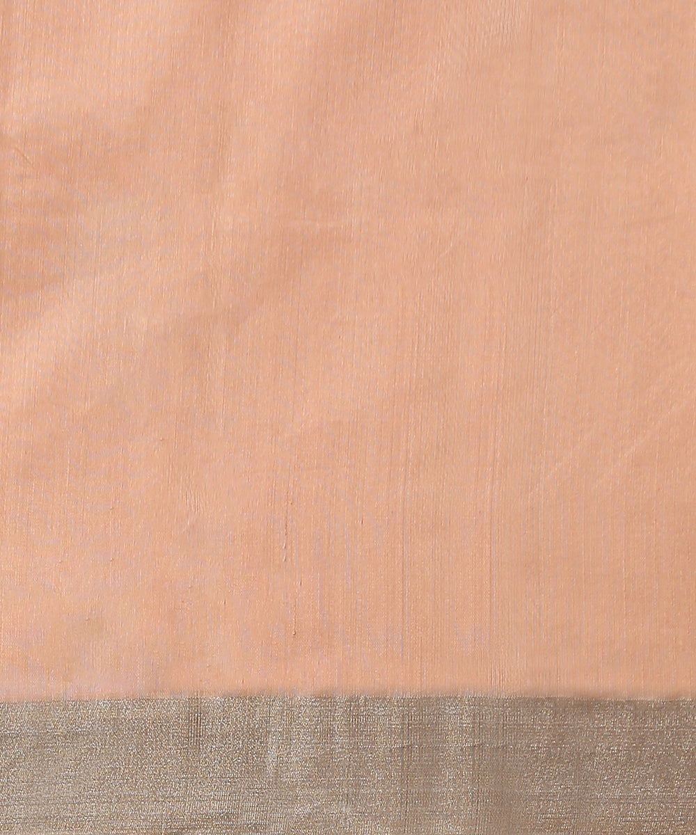 Handloom_Peach_Mercerised_Cotton_Chanderi_Saree_With_Zari_Lines_WeaverStory_05