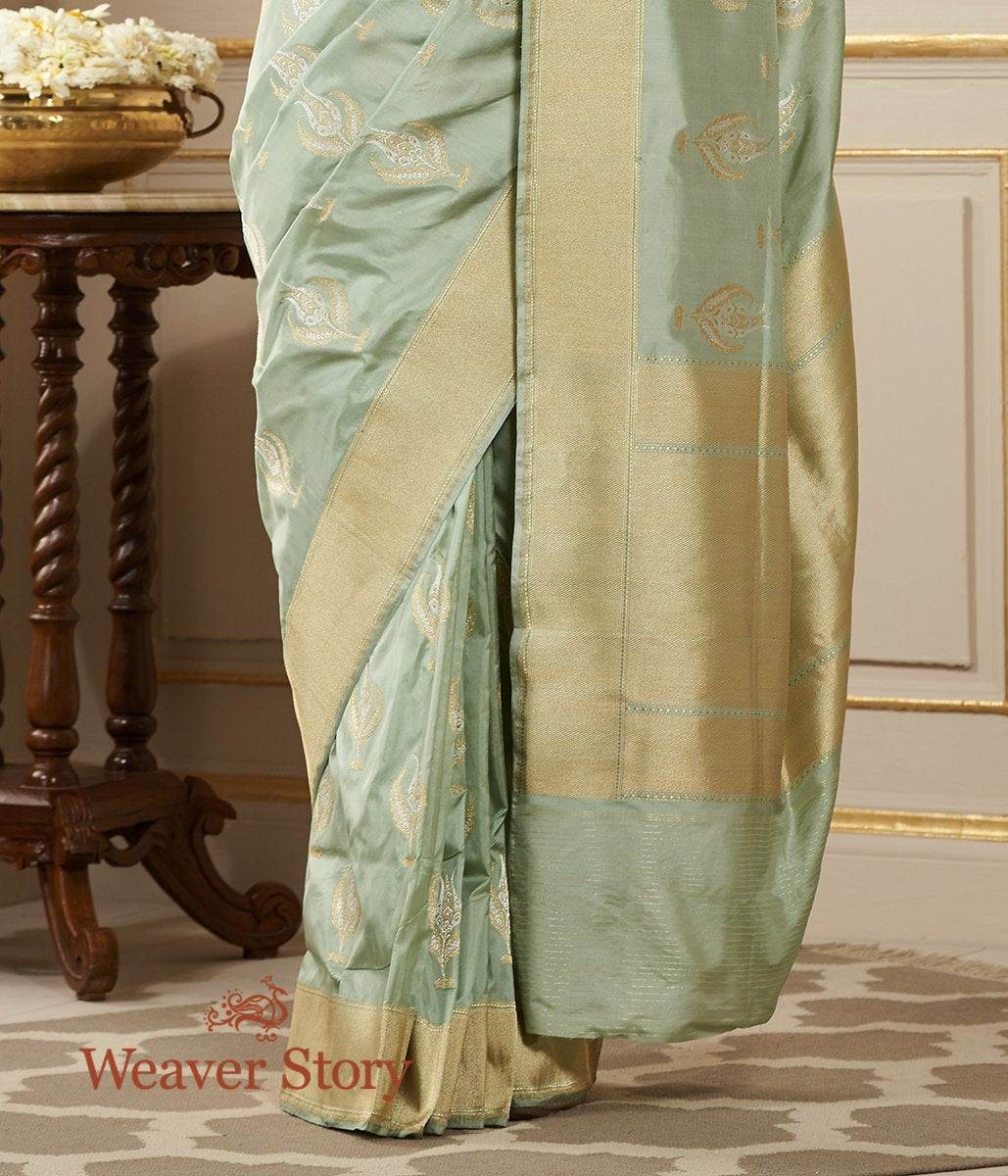 Handloom_Sea_Green_Sona_Rupa_Banarasi_with_Kadhwa_Boota_WeaverStory_04