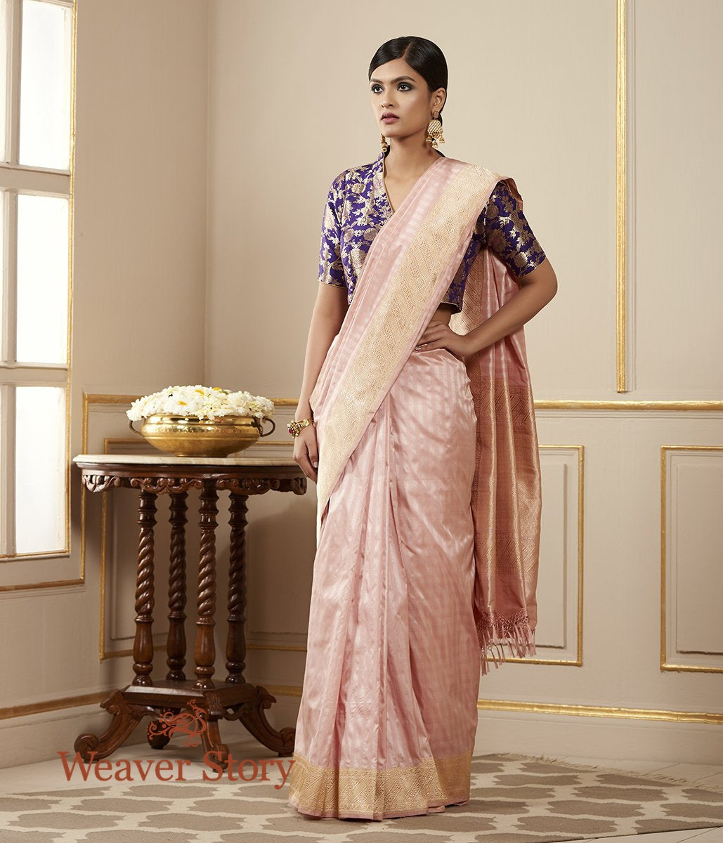 Handloom_Blush_Pink_Self_Stripes_Saree_with_Diagonal_Border_WeaverStory_02