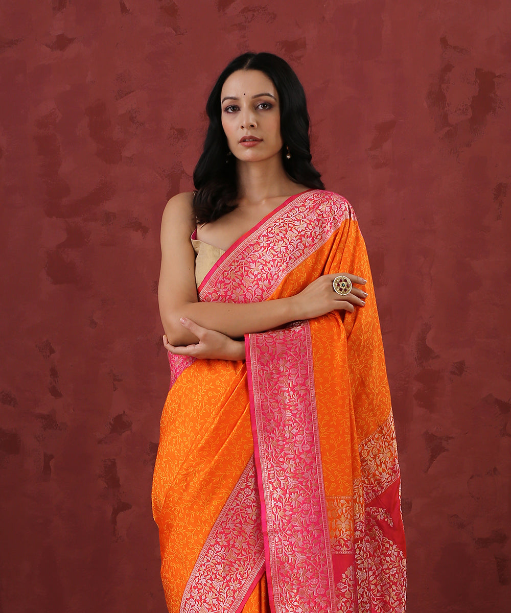 Handloom_Orange_Pure_Katan_Silk_Tanchoi_Banarasi_Saree_With_Zari_Border_WeaverStory_01