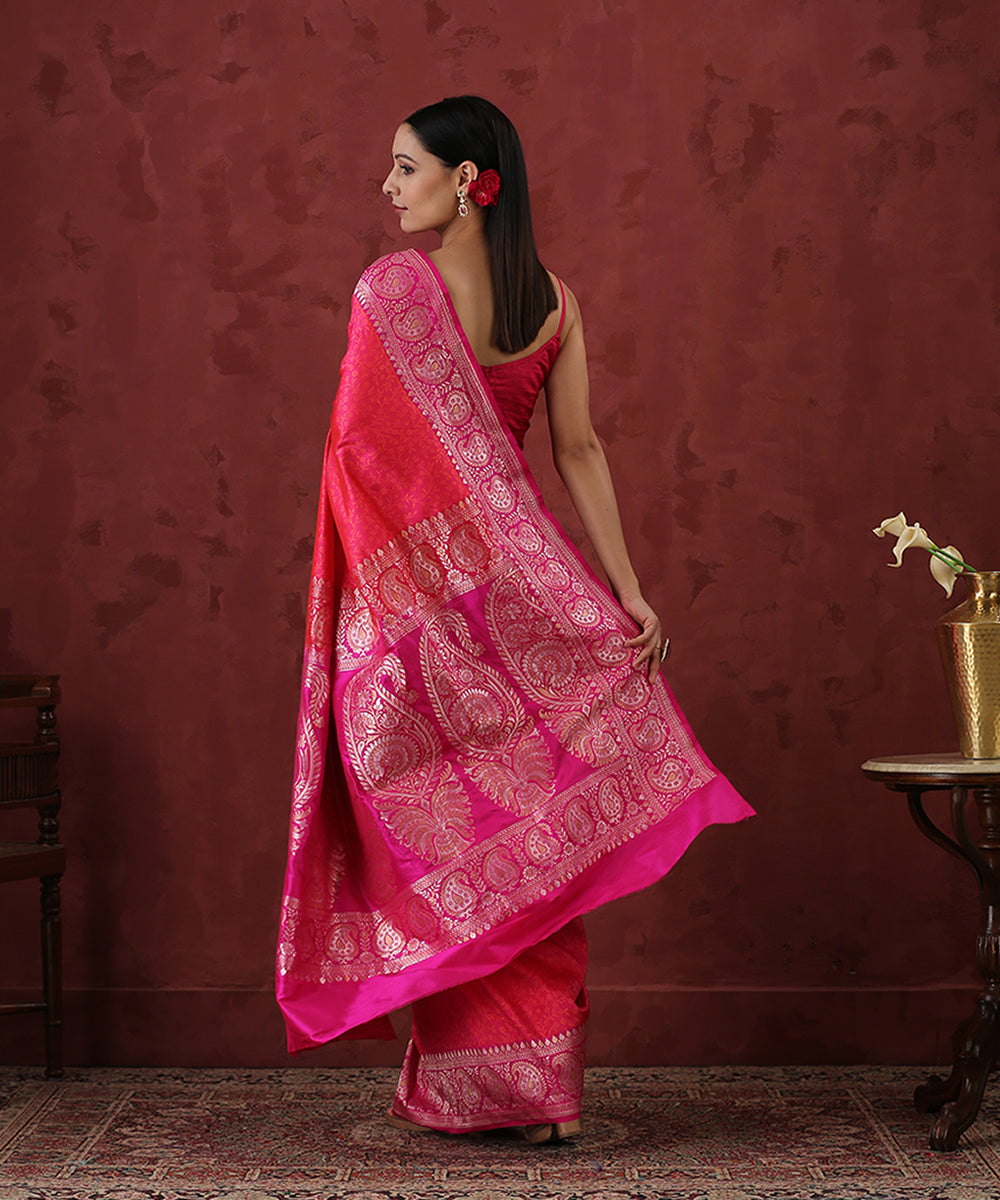 Handloom_Pink_Pure_Katan_Silk_Banarasi_Tanchoi_Saree_With_Zari_Border_WeaverStory_03